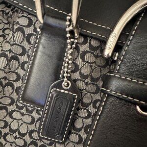 Coach Black and Gray Signature Shoulder Bag